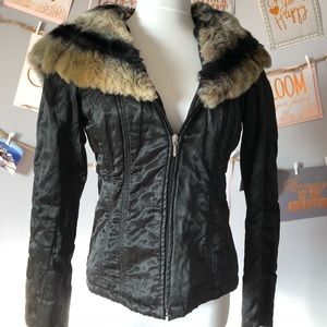 Cache lightweight jacket with fur accent hoodie